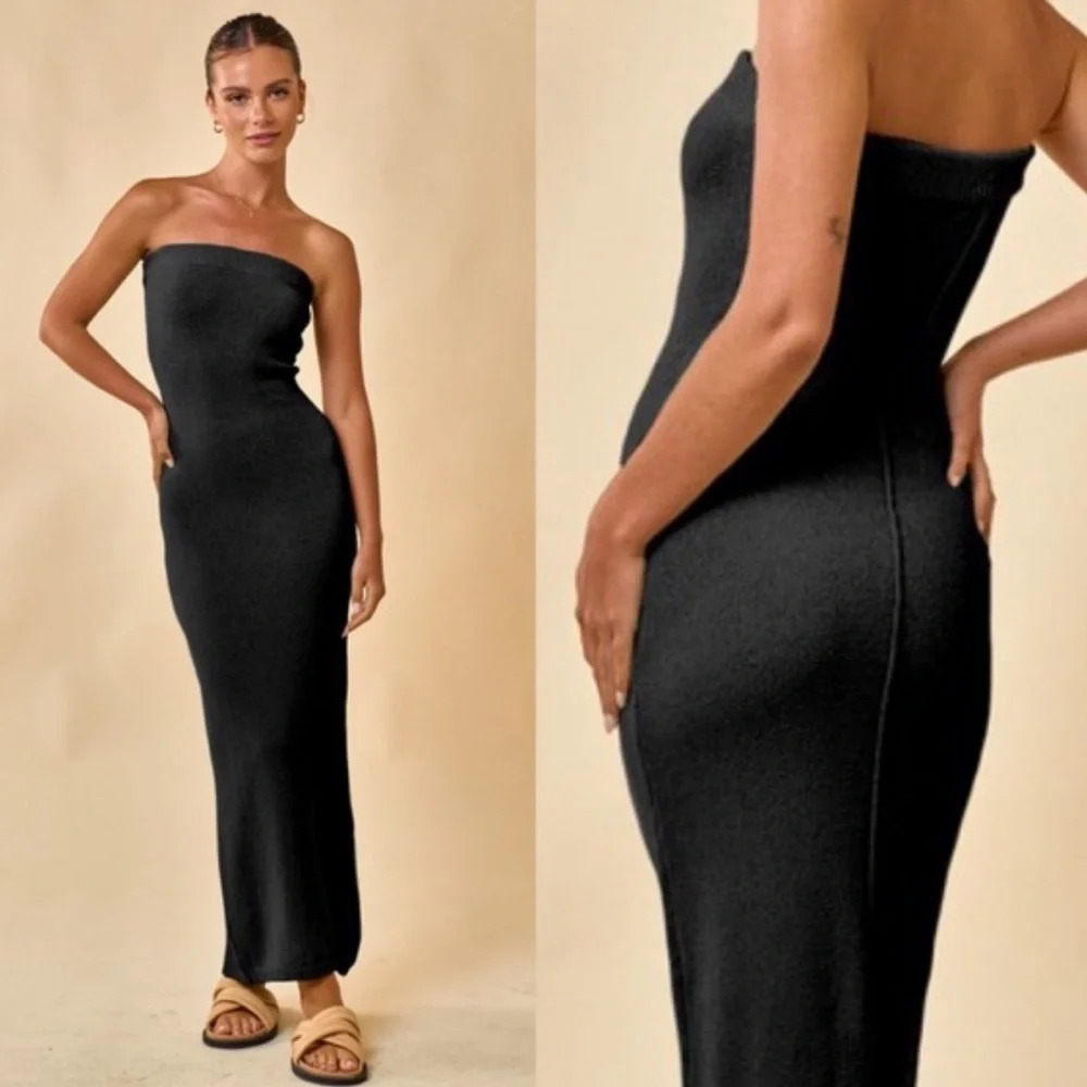 🆕 Blue Blush black sweater tube maxi dress SZ‎ MED